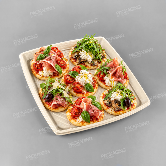 Sabert Large Square Pulp Platter - 36x36cm