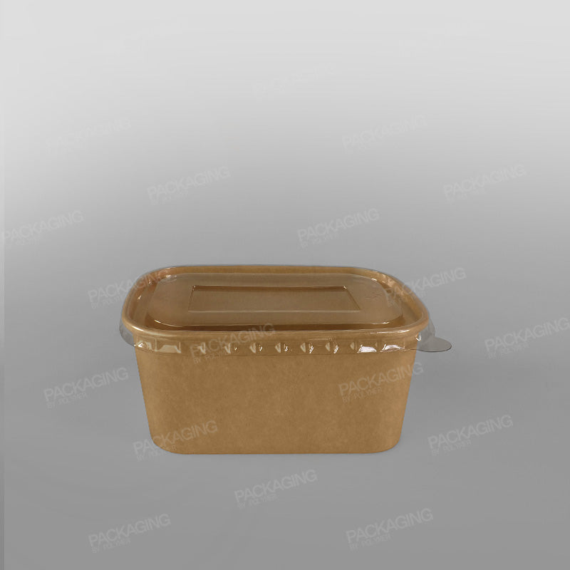 PET Lids For Hippo Rectangular Kraft Food Container [500/650/750/1000ml]