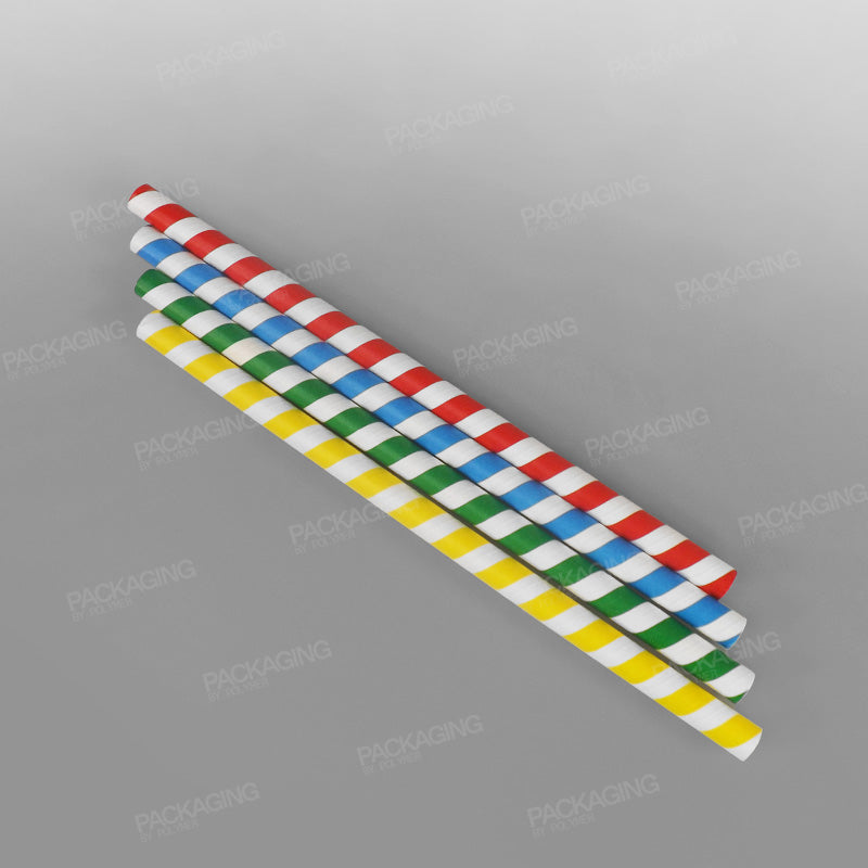 Multi Coloured Jumbo Paper Straws For Smoothies/ Milkshakes/ Bubble Tea - 225 x 11mm