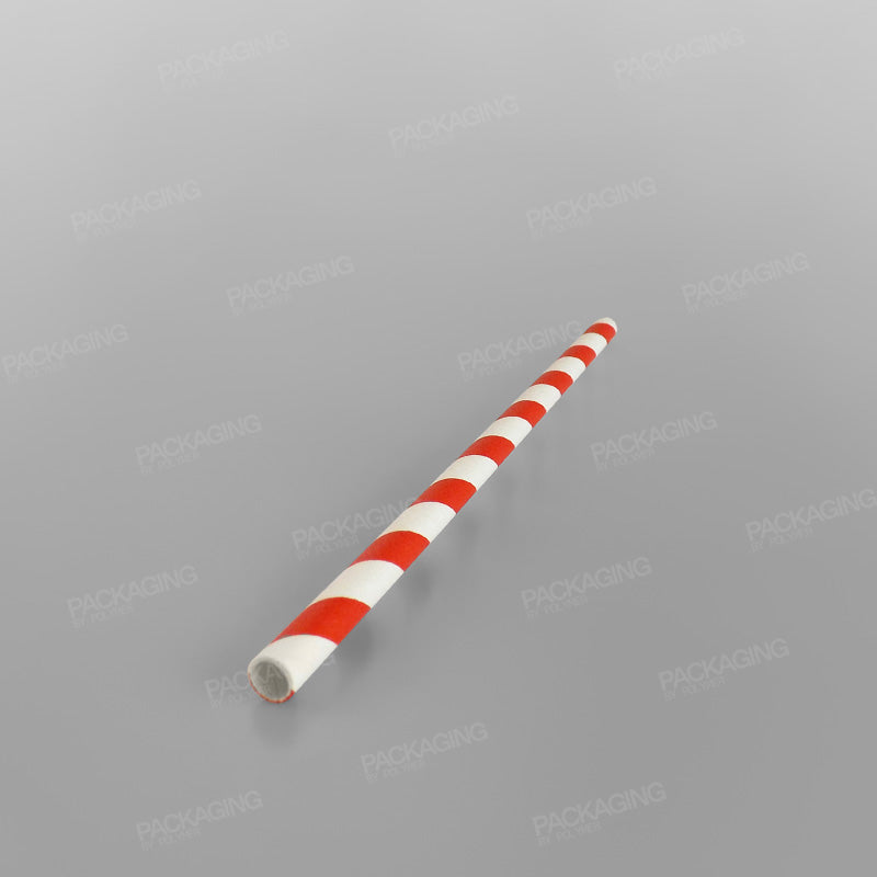 Individually Wrapped Red & White Striped Paper Straws [200 x 6mm]