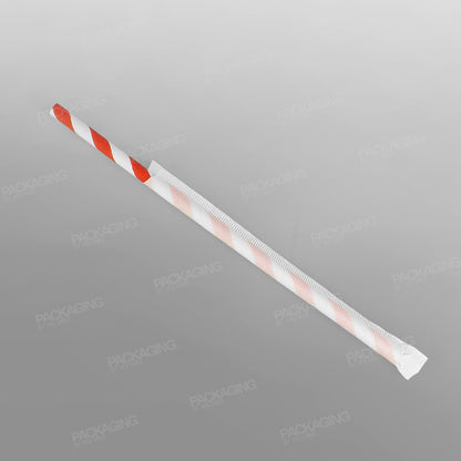 Individually Wrapped Red & White Striped Paper Straws [200 x 6mm]