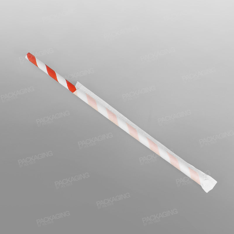 Individually Wrapped Red & White Striped Paper Straws [200 x 6mm]