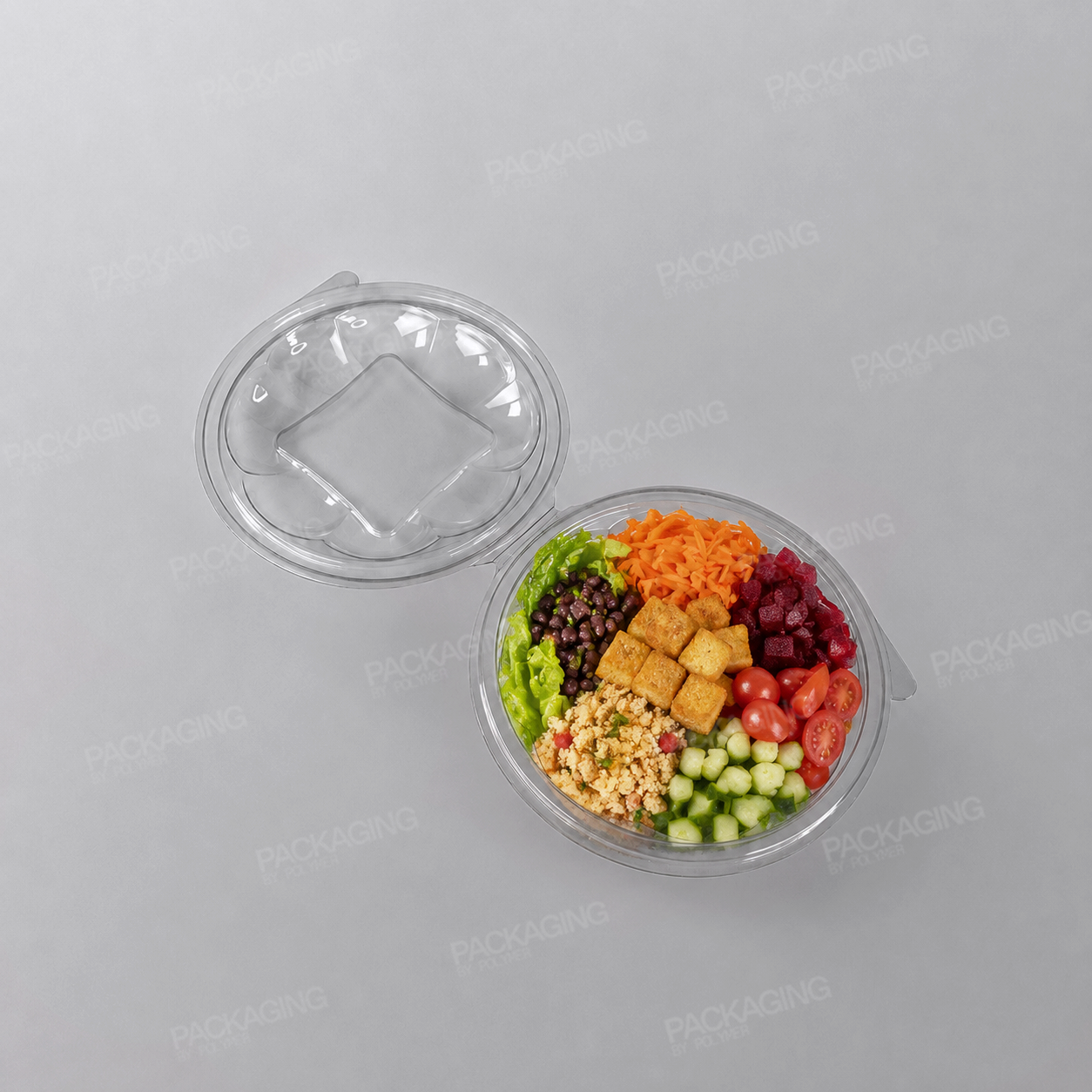 Recyclable Hinged Round Salad Bowl