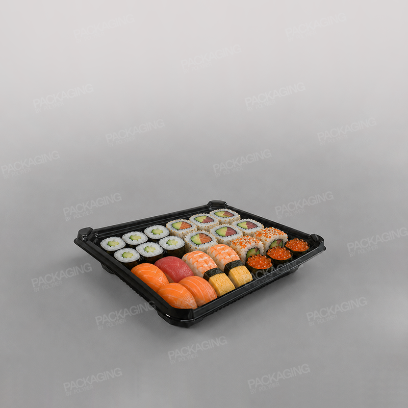 Compostable PLA Black Sushi Container Base & Lid