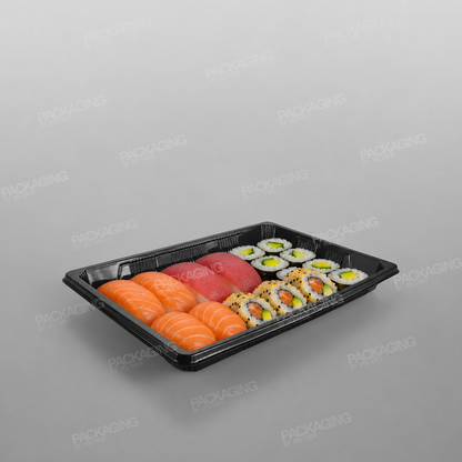 Plastic Sushi Tray & Lid - 221x138x23mm