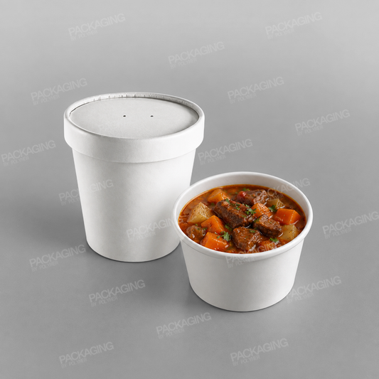 Go-Pak White Paper Soup Container & Lid Combo