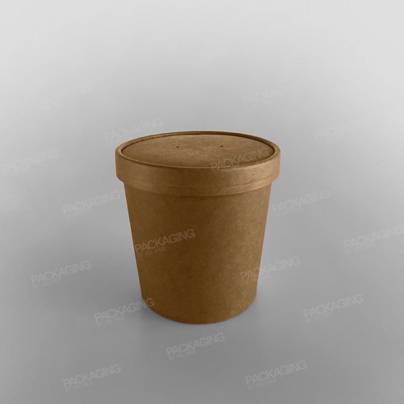 Dispo Brown Paperboard Lid For 26oz/32oz Paper Soup Container