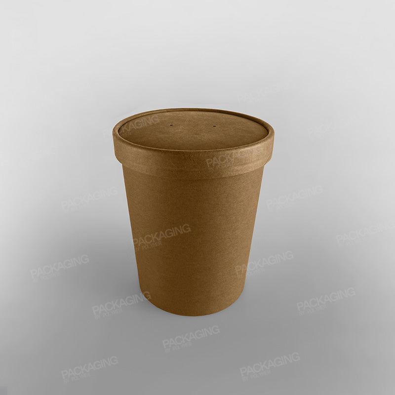 Dispo Brown Paperboard Lid For 26oz/32oz Paper Soup Container