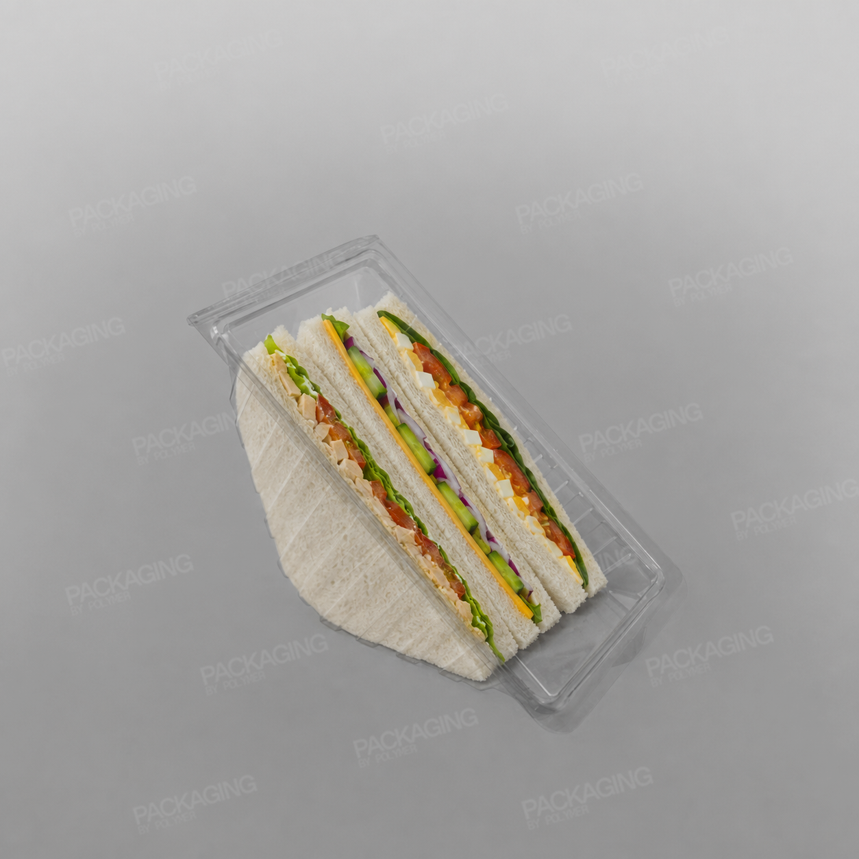Hinged Plastic Sandwich Wedge For Triple Sandwiches
