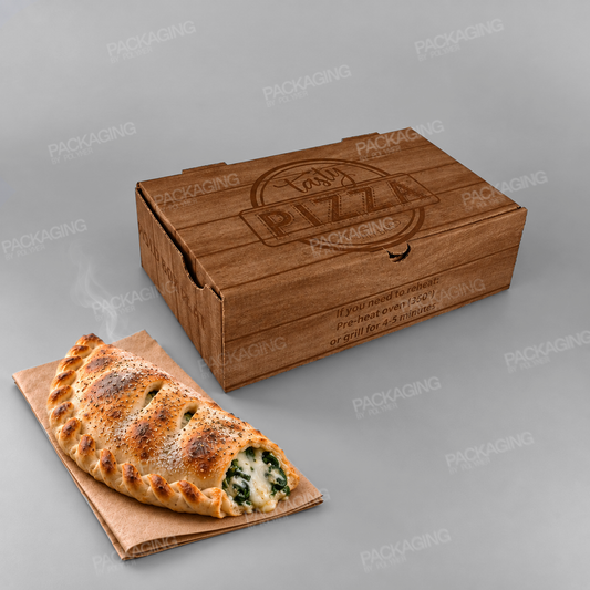 Brown Printed Calzone Box - Tasty Pizza [16 x 28 x 8inch]