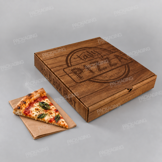 Brown Square Printed Pizza Box - Tasty Pizza