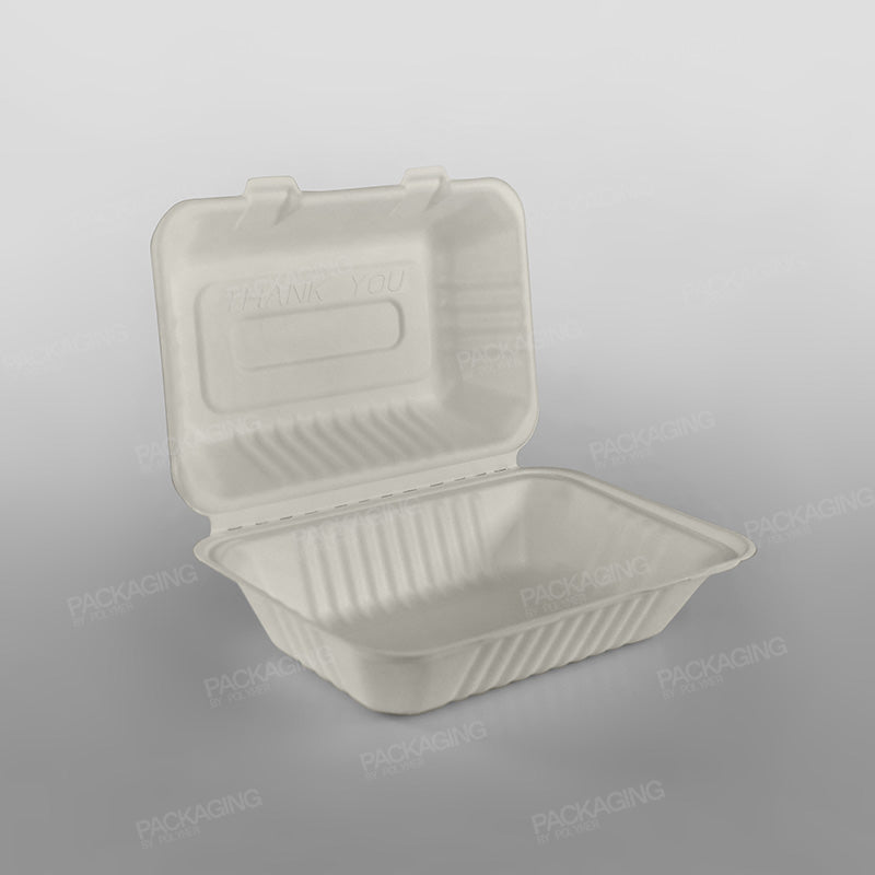 Bagasse Lunch Box - 9x6x3 inch