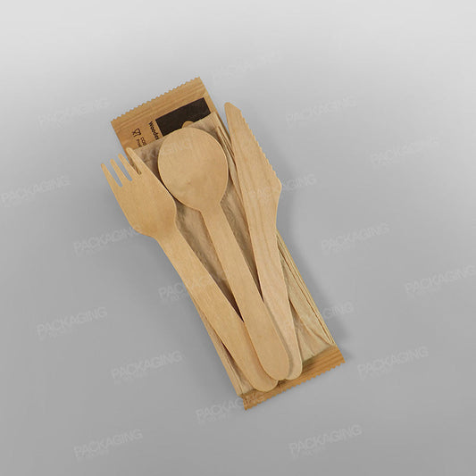Wooden Cutlery Pack (Napkin, Fork, Knife,Spoon)