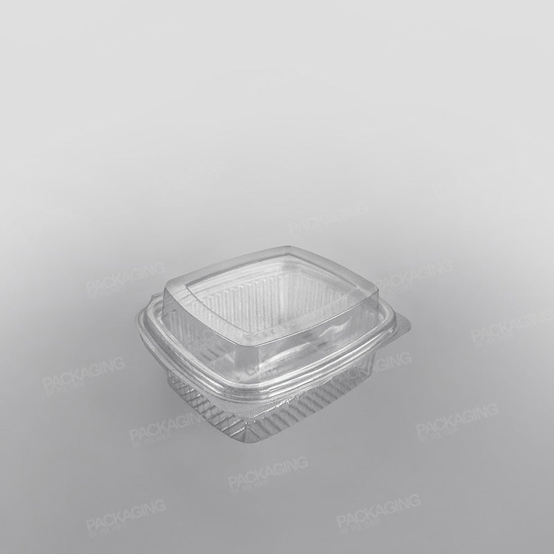 Somoplast Clear Hinged Rectangular Plastic Container - Domed Lid