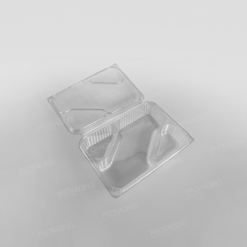 Somoplast 3 Compartment Clear Hinged Rectangular Container