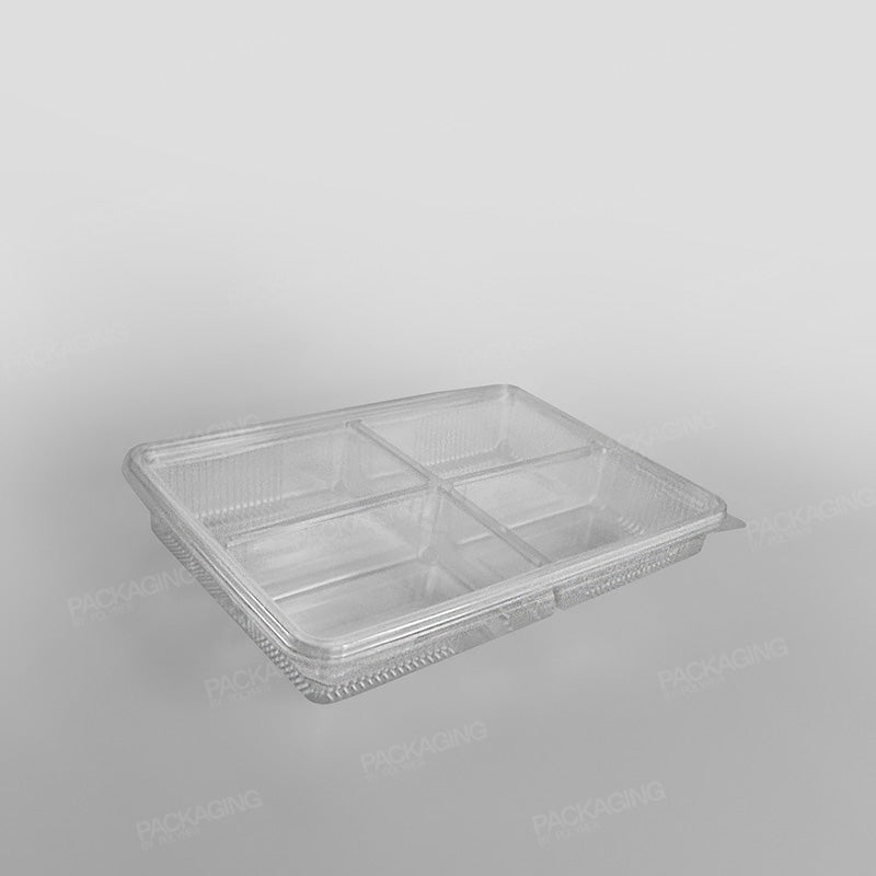 Somoplast 4 Compartment Clear Hinged Rectangular Container