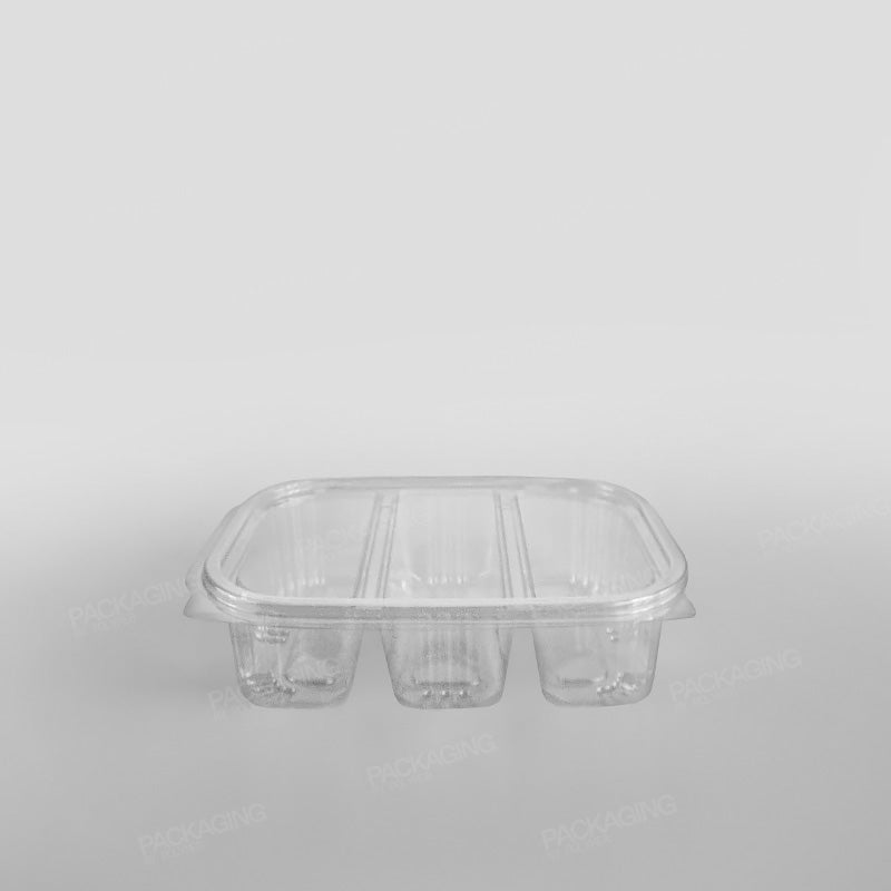 Somoplast 3 Compartment Clear Hinged Oval Container - 550cc Economy