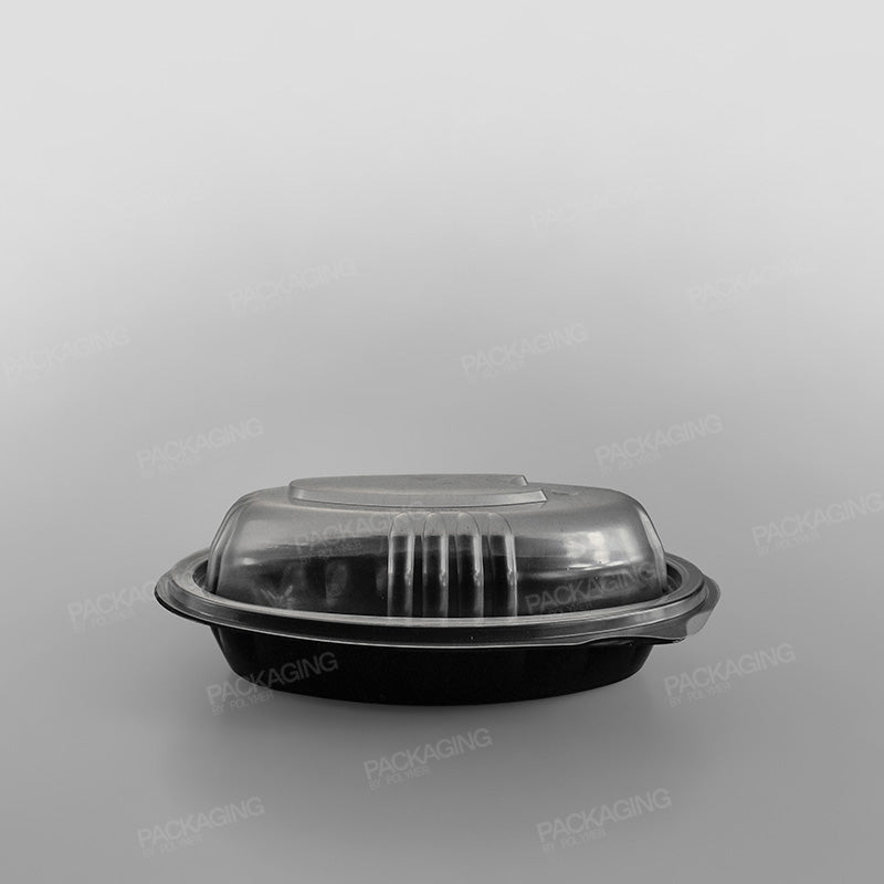 Somoplast Oval Black Microwavable Container