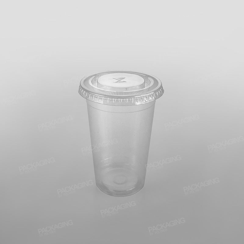 Somoplast Clear Straw Slot Lid for PP Plastic Drinking Cups - 350cc