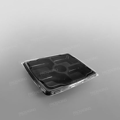 5 Compartment Black Plastic Platter Lid
