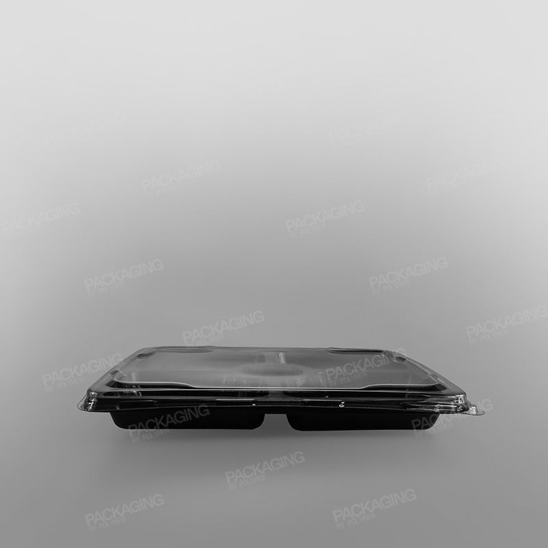 5 Compartment Black Plastic Platter Lid